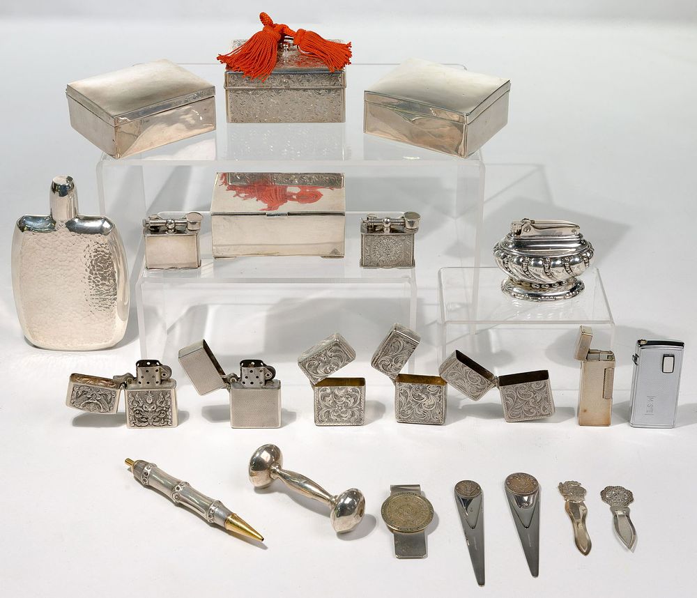 Lot 546: Sterling Silver and (800) Silver Object Assortment