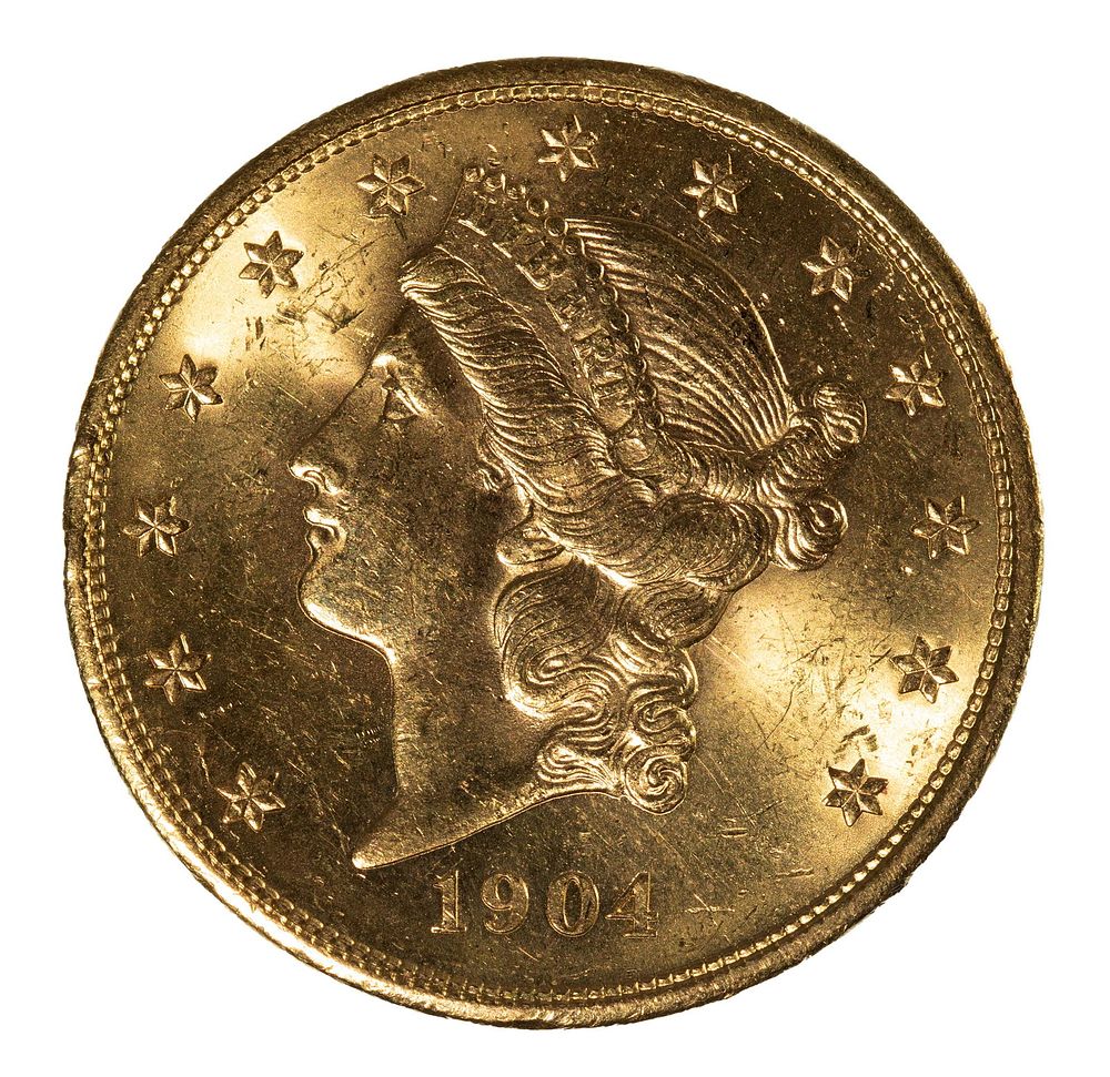 Lot 570: 1904 $20 Gold Unc. Details
