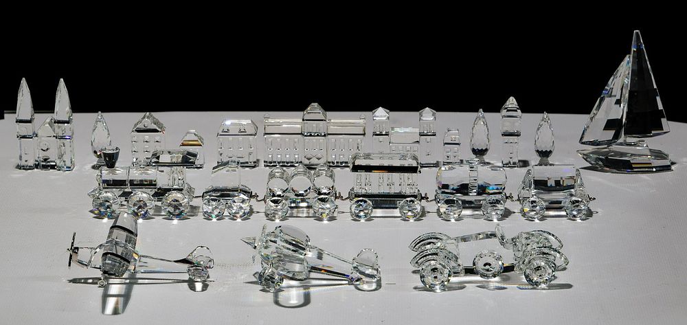 Lot 201: Swarovski Crystal Building and Vehicle Assortment