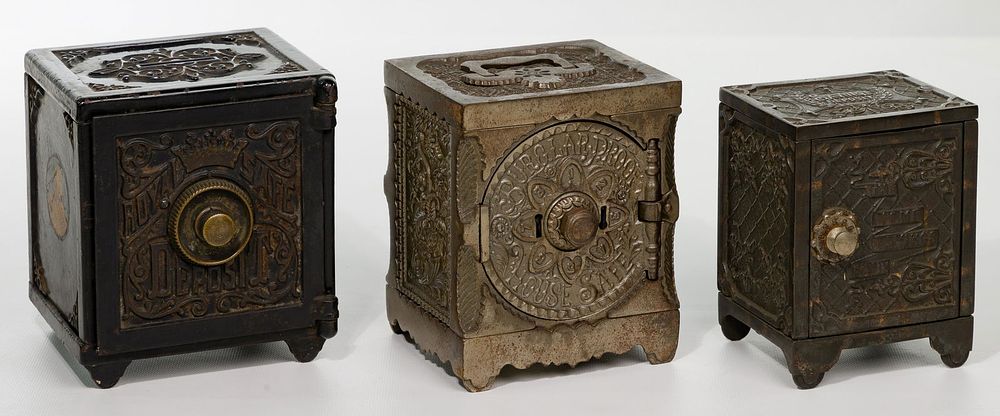 Lot 280: Safe Cast Iron Bank Assortment