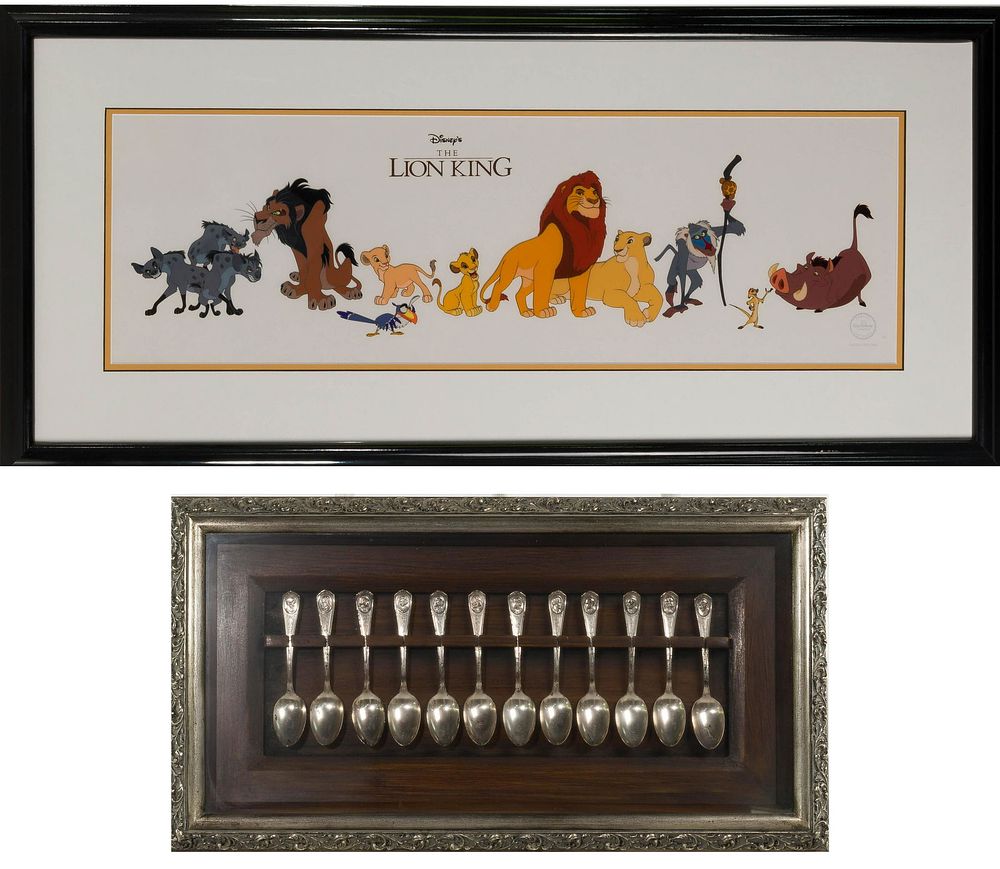 Lot 352: Lion King Sericel and Hollywood Spoons