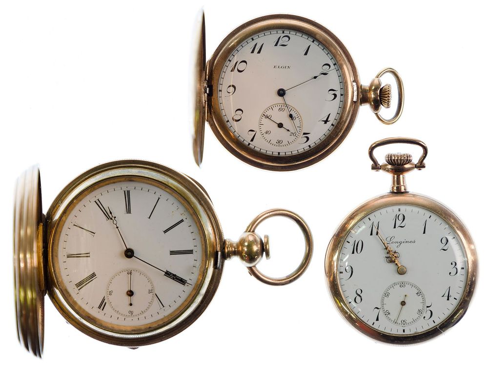 Lot 523: Gold Plated Case Pocket Watch Assortment