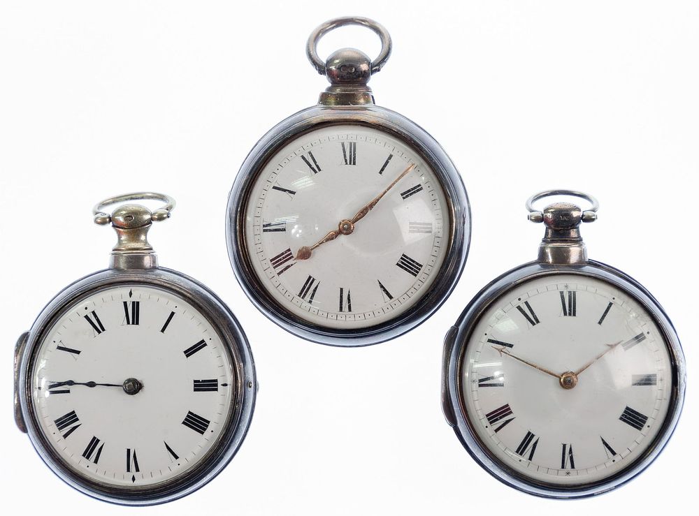 Lot 526: English Silver Pair Case Pocket Watches