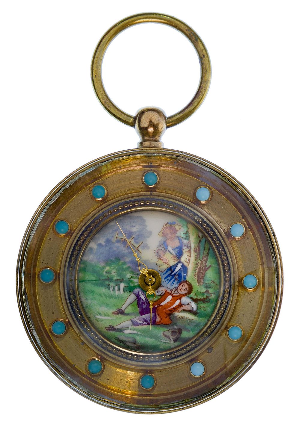 Lot 528: Longines Brass and Enamel Paperweight Clock