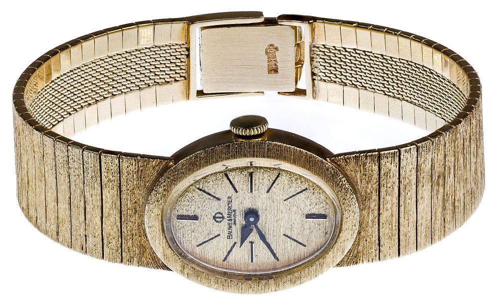 Lot 534: Baume & Mercier 14k Gold Case and Band Wrist Watch