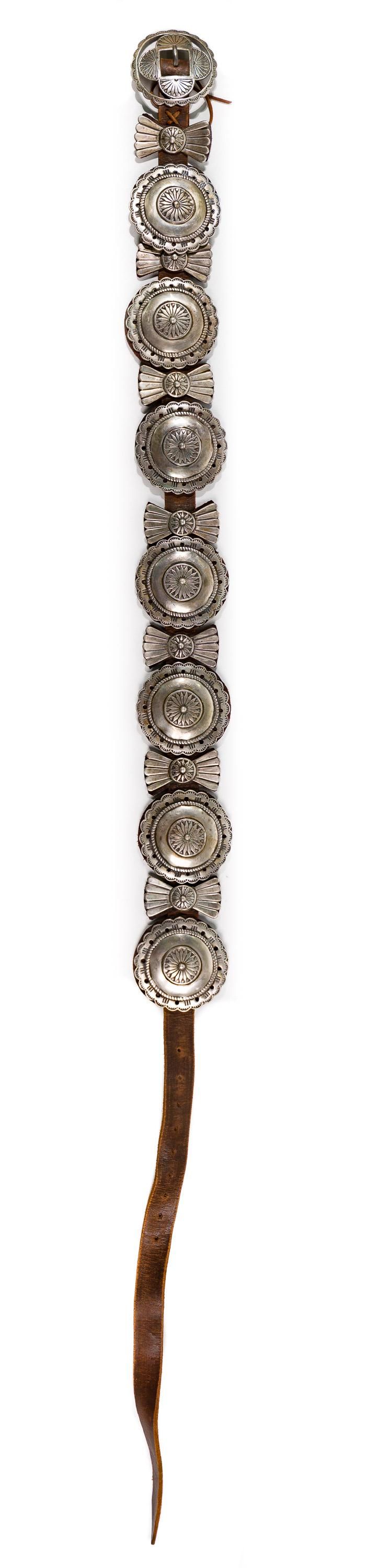 Lot 541: Arnold Goldstein Sterling Silver Concho Belt