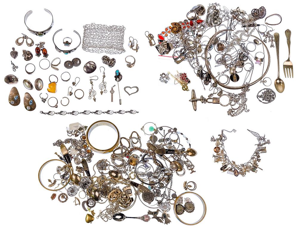 Lot 545: Gold, Sterling Silver and Costume Jewelry Assortment