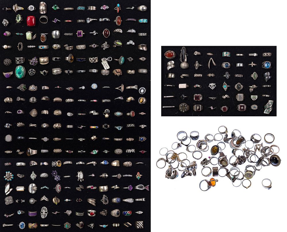 Lot 551: Sterling Silver Ring Assortment