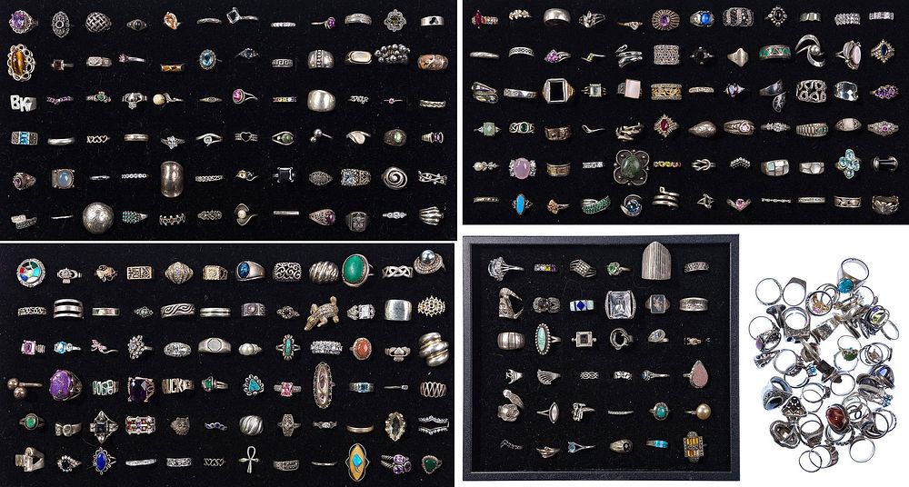 Lot 552: Sterling Silver Ring Assortment