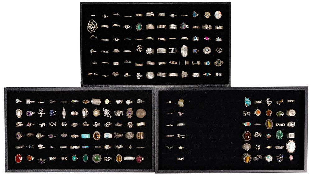 Lot 553: Sterling Silver Ring Assortment