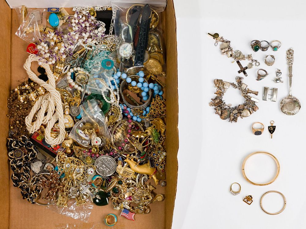 Lot 588: 10k Gold, Sterling Silver and Costume Jewelry