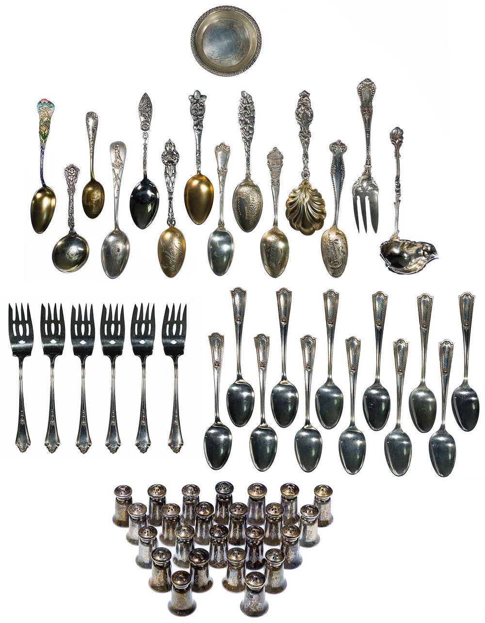 Lot 607: Sterling Silver Flatware and Hollowware Assortment