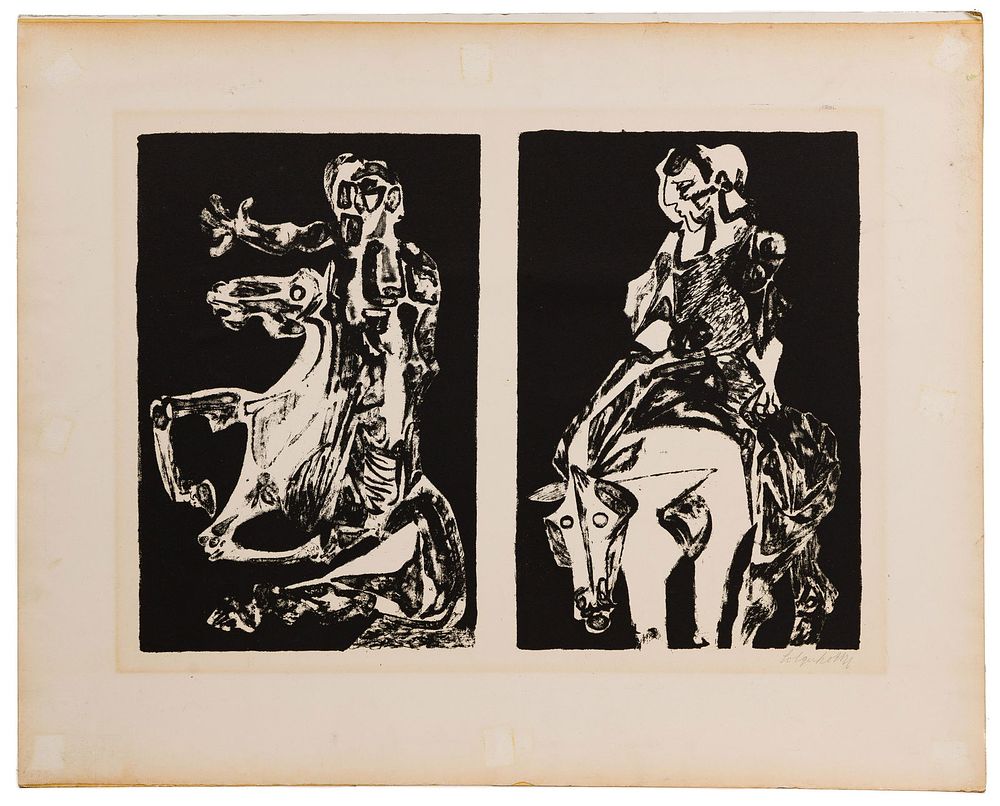 Lot 174: Robert Colquhoun (Scottish, 1914-1962) 'Two Horsemen'