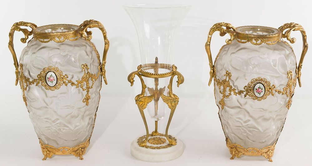 Lot 202: Glass and Ormolu Vases