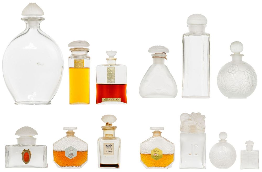Lot 249: Frosted Glass French Perfume Bottle Assortment