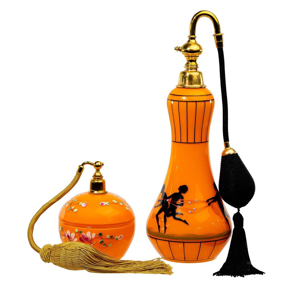 Lot 251: Hand-Painted Glass Perfume Atomizers