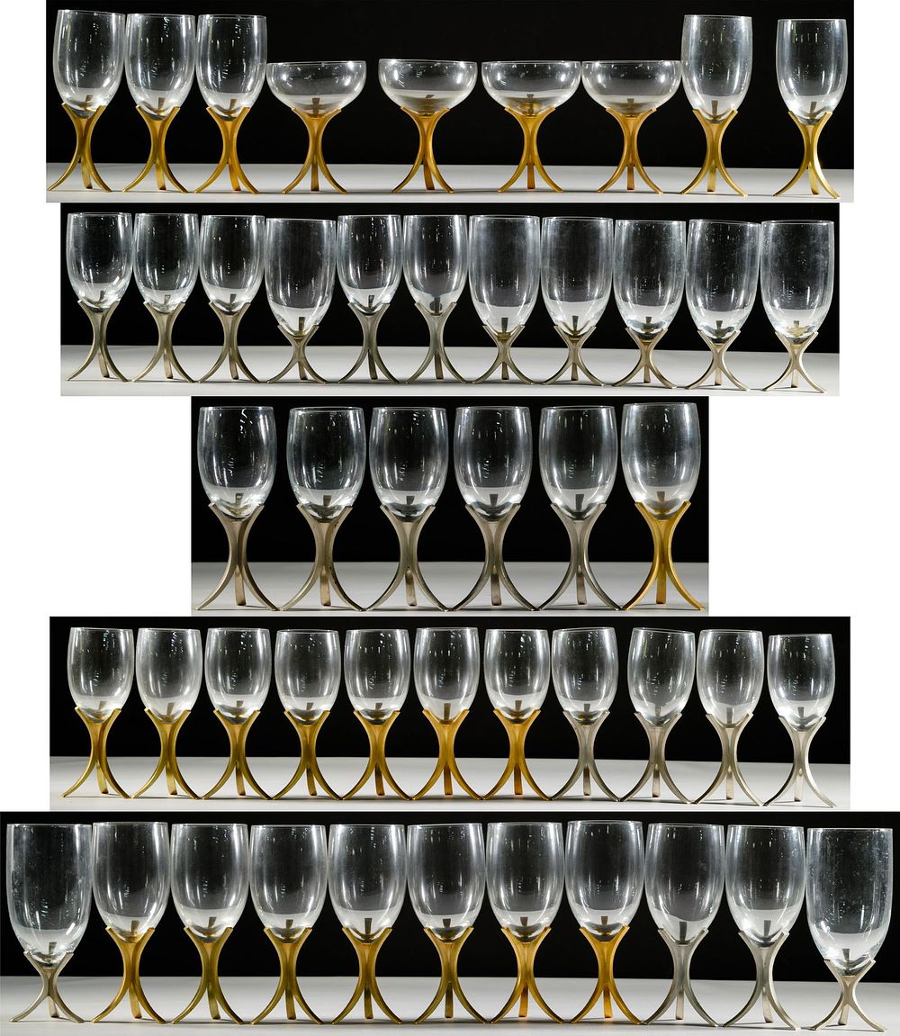 Lot 284: MCM Fostoria 'Triumph' Metal Stemmed Glassware