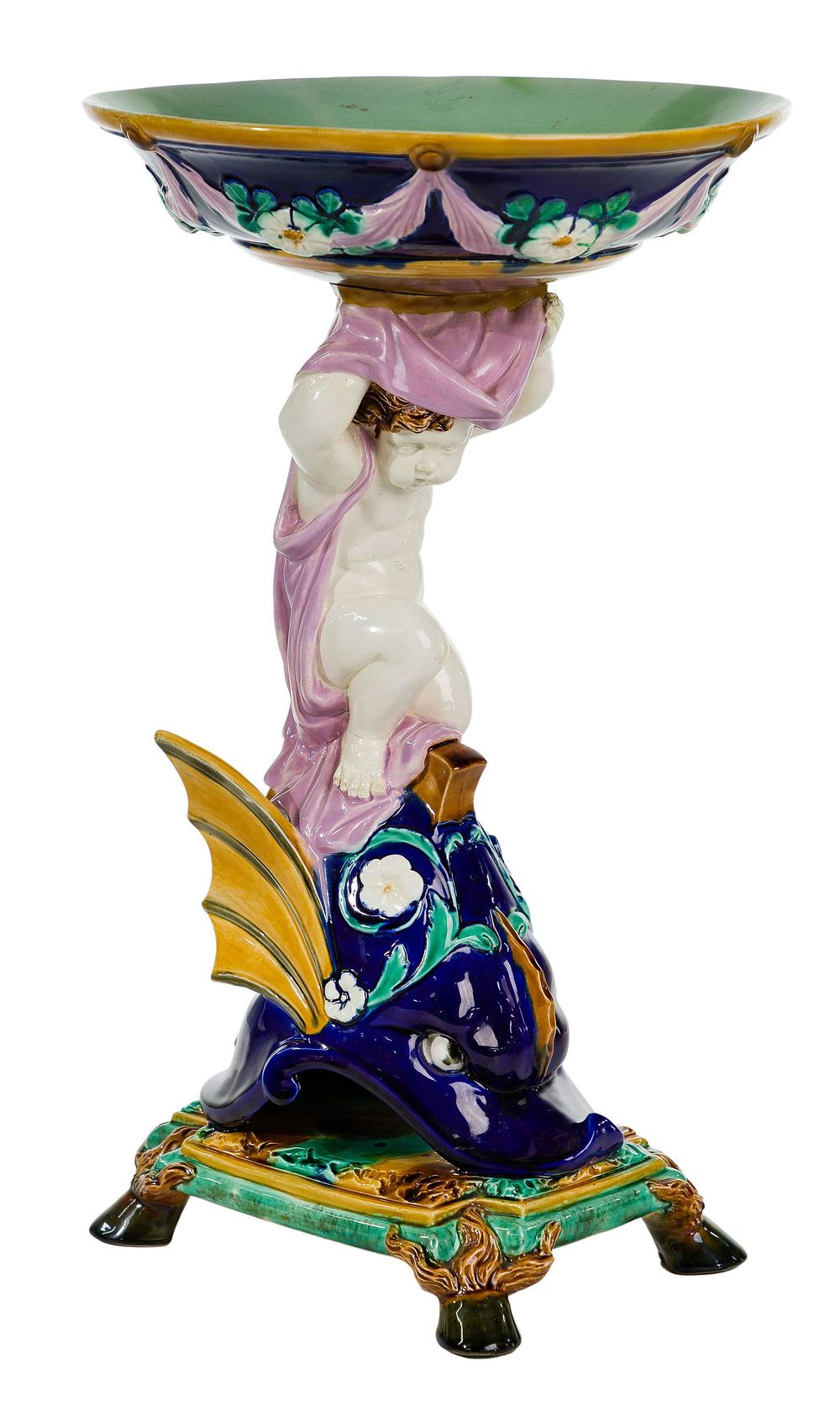 Lot 302: Majolica Cherub Centerpiece