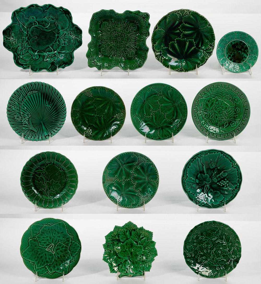 Lot 306: Majolica Green Plate and Platter Assortment