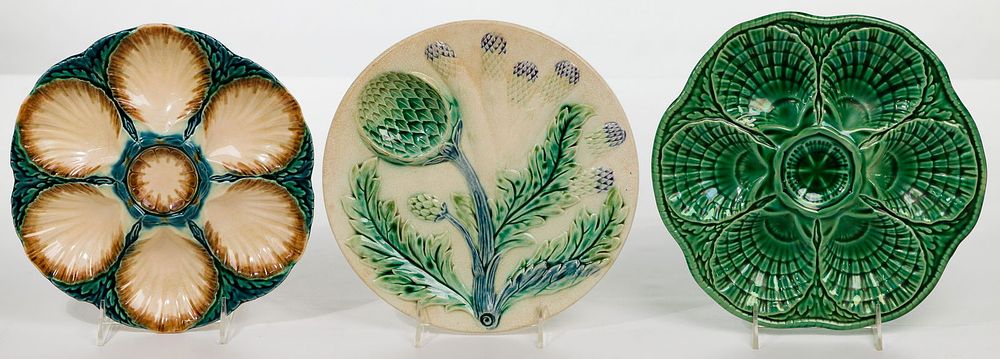 Lot 312: Sarreguemines Majolica Oyster Plates
