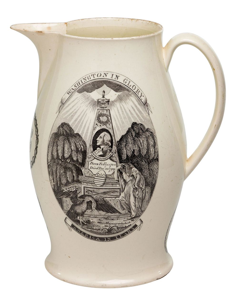 Lot 321: Historical Liverpool Creamware Pitcher Commemorating