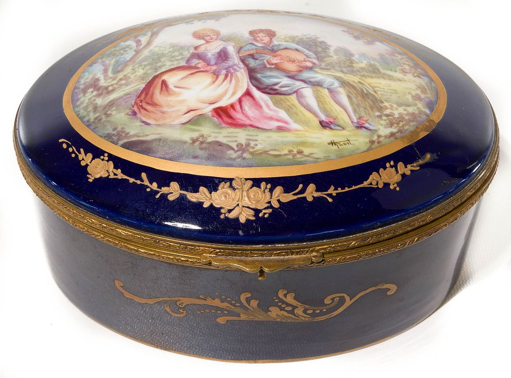 Lot 325: Sevres Hand-Painted Porcelain Casket