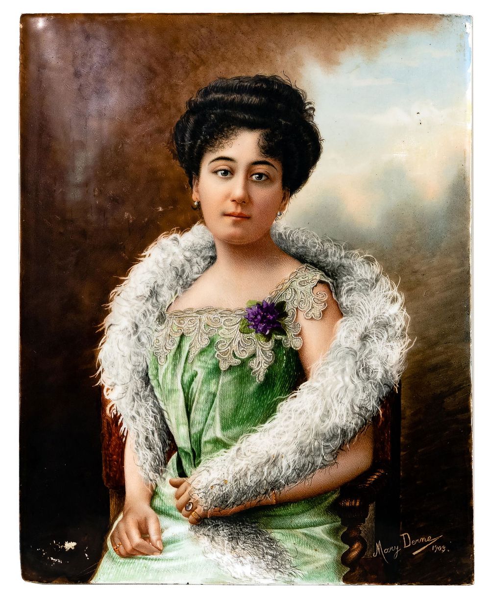 Lot 343: Mary Derne (19th / 20th Century) Porcelain Portrait