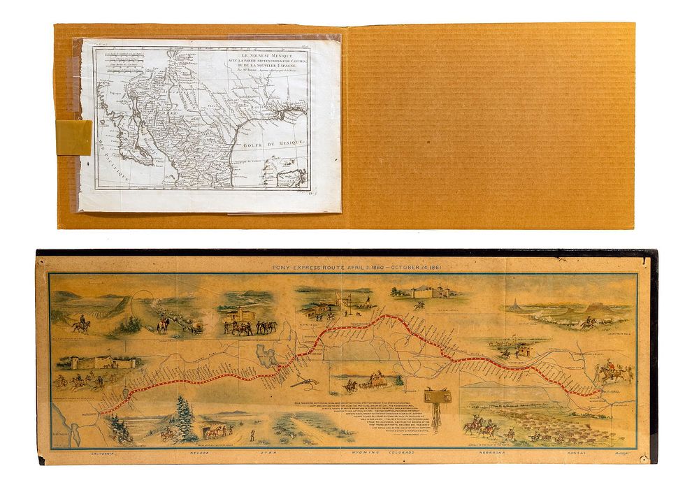 Lot 349: Pony Express Route and Le Nouveau Mexique Maps