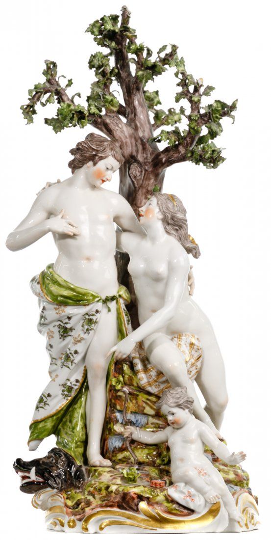 Lot 369: Nymphenberg / Frankenthal 'Meleager and Atalanta' Figur