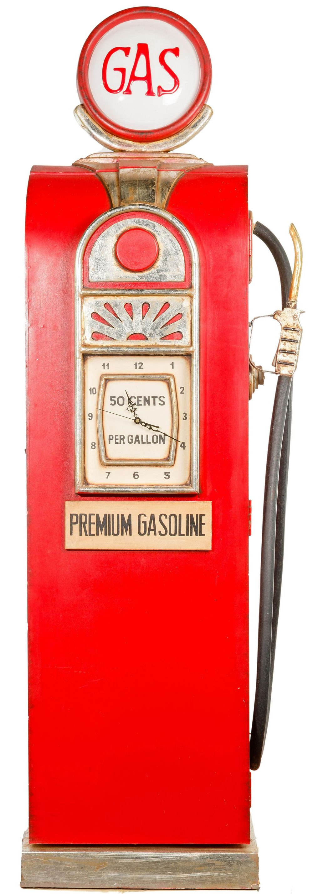 Lot 382: Gasoline Pump Wood Cabinet with Clock