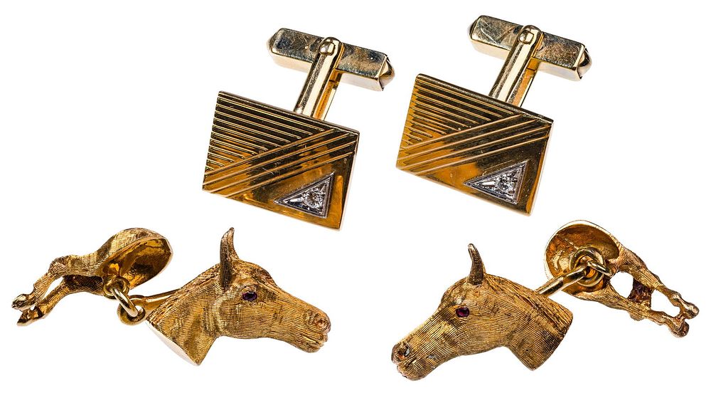 Lot 443: 14k Yellow Gold Cufflink Assortment