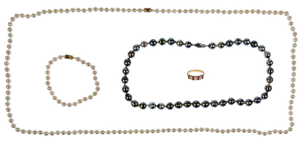 Lot 460: 14k Gold, Pearl and Ruby Jewelry Assortment