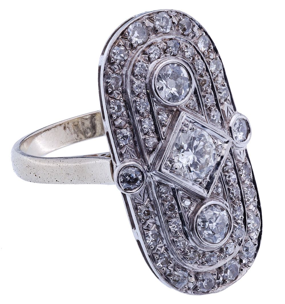 Lot 469: Palladium, 14k White Gold and Diamond Ring