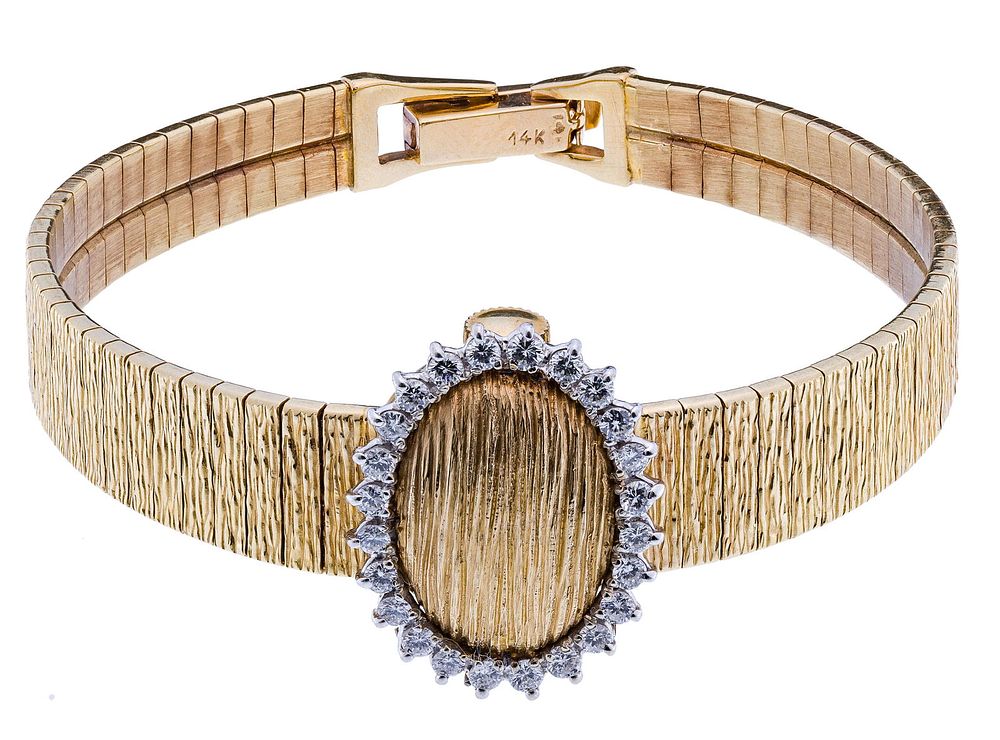 Lot 471: Geneve Matina 14k Yellow Gold Case and Band Wrist Watch
