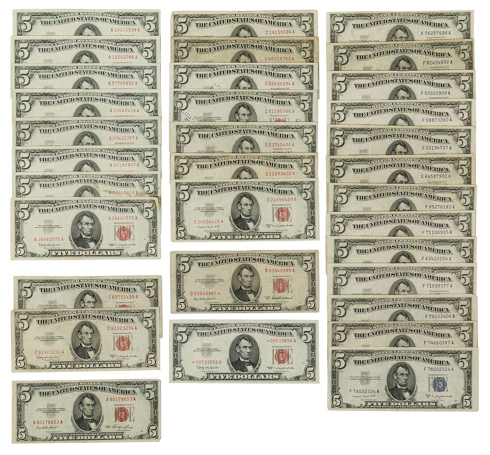 Lot 505: $5 Silver Certificate and Red Seal Assortment