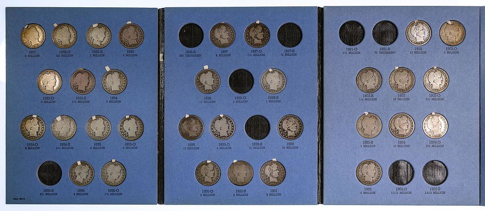 Lot 523: Barber 25c Partial Set