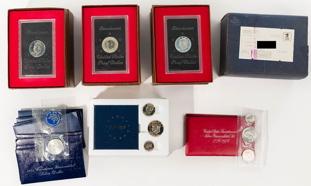 Lot 588: Eisenhower $1 Proof Sets and Bicentennial Silver