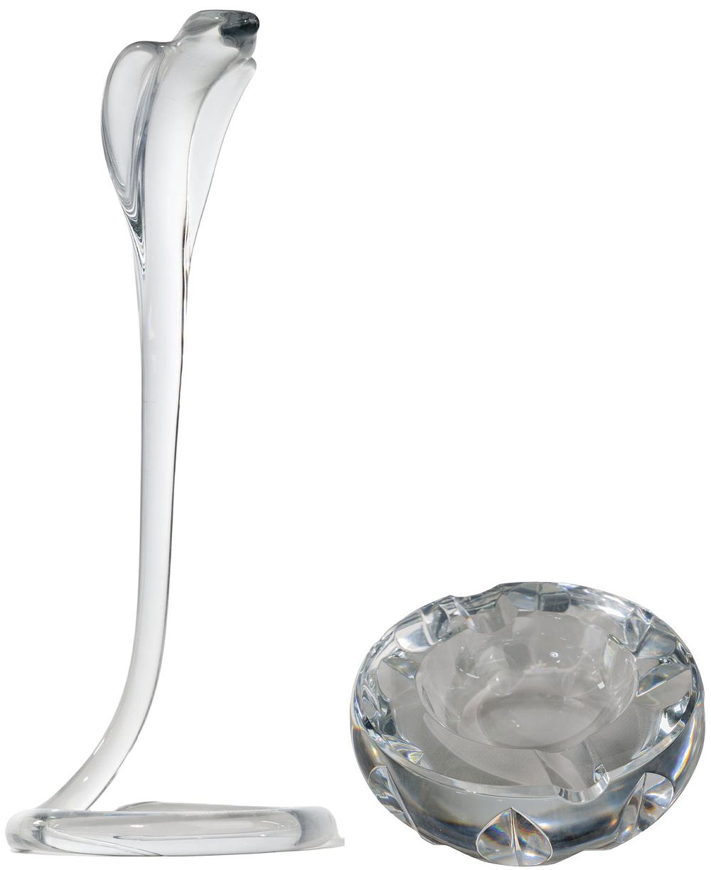 Lot 201: Daum Cobra and Baccarat Crystal Ashtray