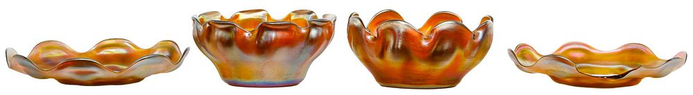 Lot 203: Louis Comfort Tiffany Favrile Finger Bowls and Saucers