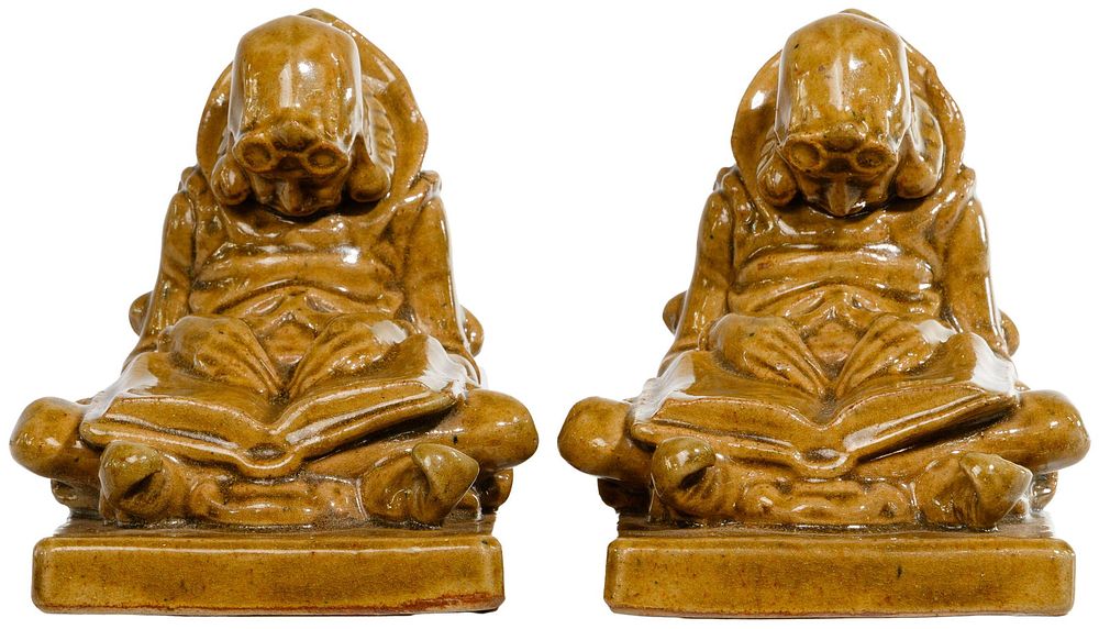 Lot 213: Fulper 'Sleepy Reader' Bookends