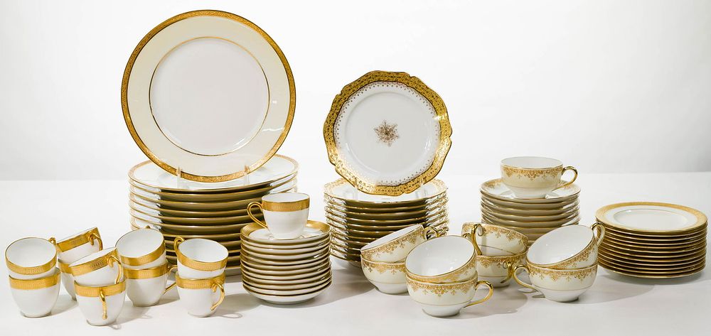 Lot 214: Limoges and Royal Worcester Partial China Services