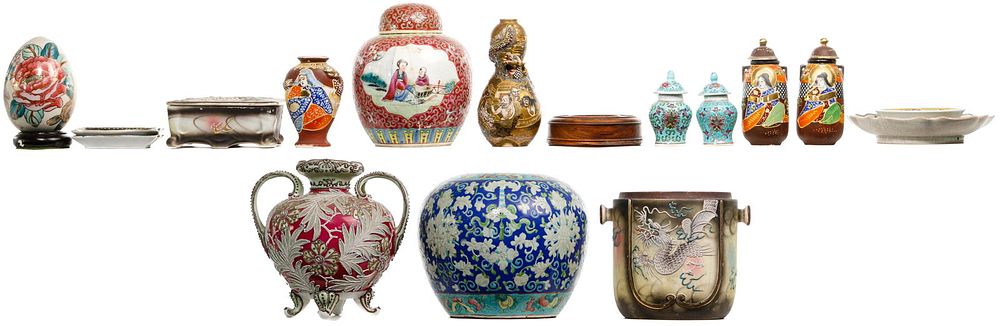 Lot 221: Asian Porcelain and Ceramic Object Assortment
