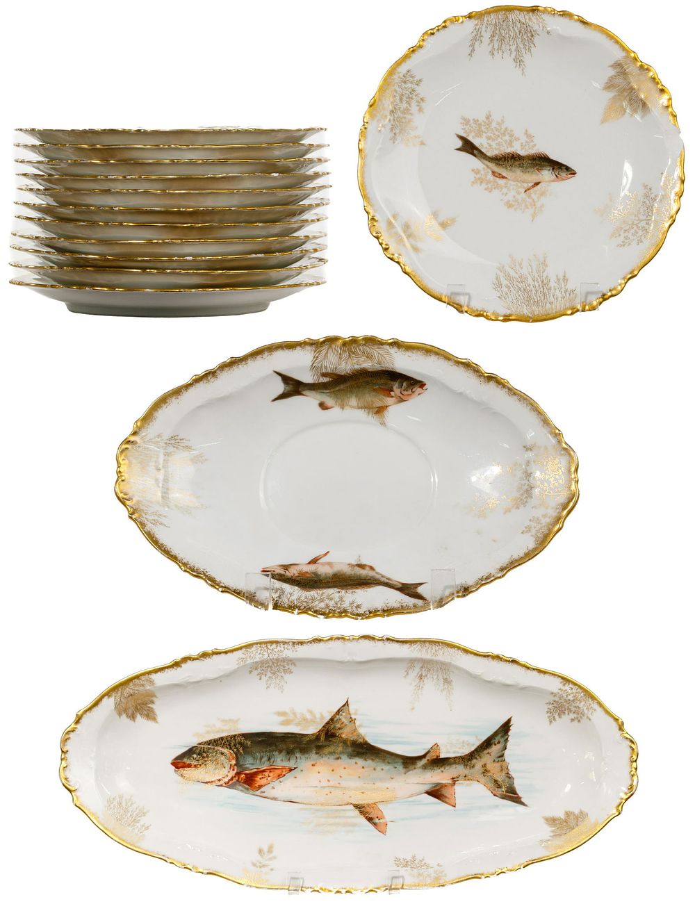 Lot 227: Limoges Porcelain Fish Set