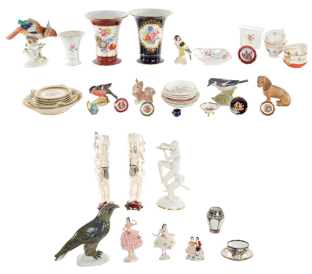 Lot 232: Porcelain and China Figurine and Plate Assortment