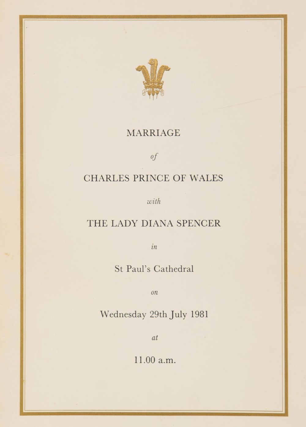 Lot 242: Royal Wedding of Charles and Diana Program
