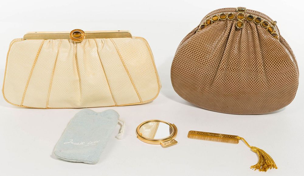 Lot 256: Judith Leiber Reptile Clutch Handbags