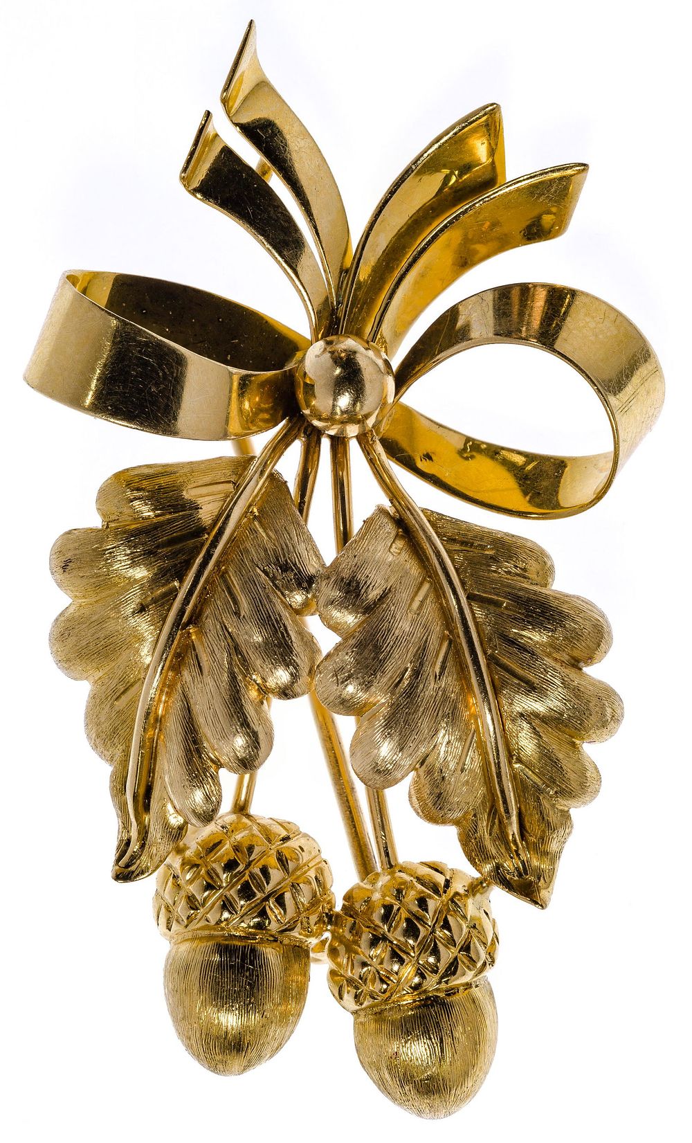 Lot 269: Tiffany & Co 18k Yellow Gold Acorn Brooch / Pendant