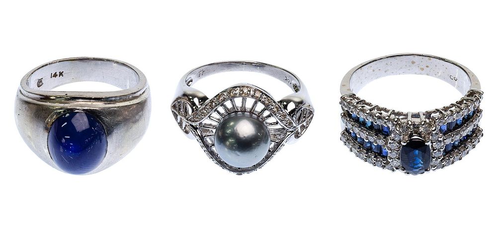 Lot 280: 14k White Gold Ring Assortment