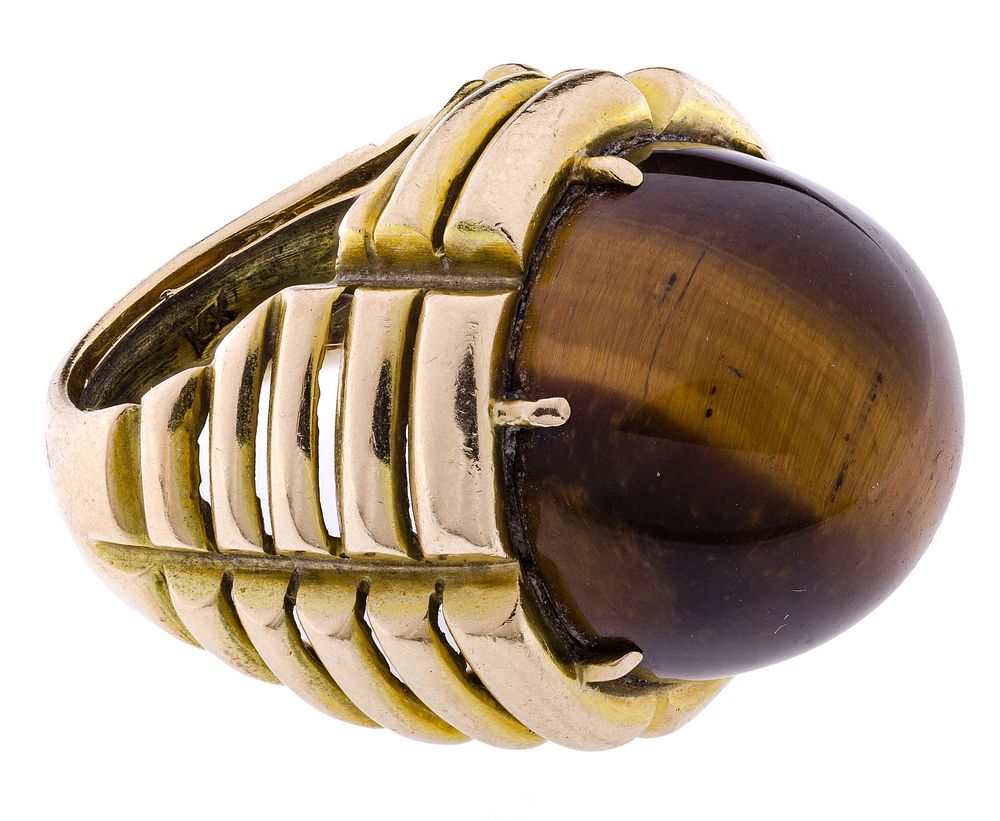 Lot 281: 14k Yellow Gold and Tiger Eye Ring