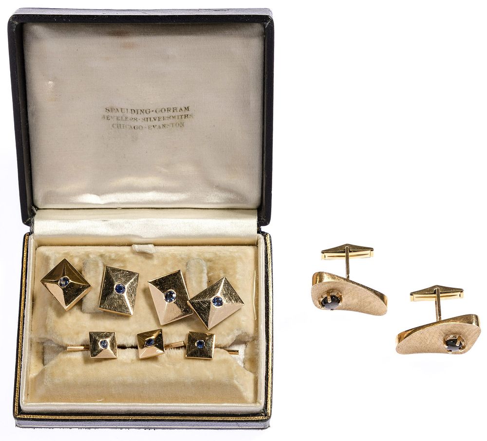 Lot 285: 14k Yellow Gold Cufflink and Tuxedo Stud Assortment